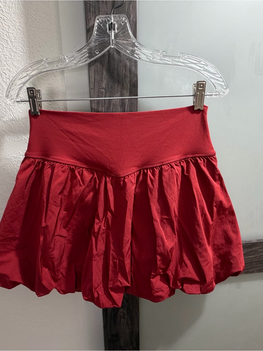 aerie Red Bubble Skater Skirt